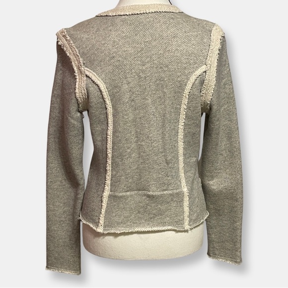 Lucky Lotus by Lucky Brand Cotton Knit Jacket, Gray & Cream, Medium - Picture 2 of 10